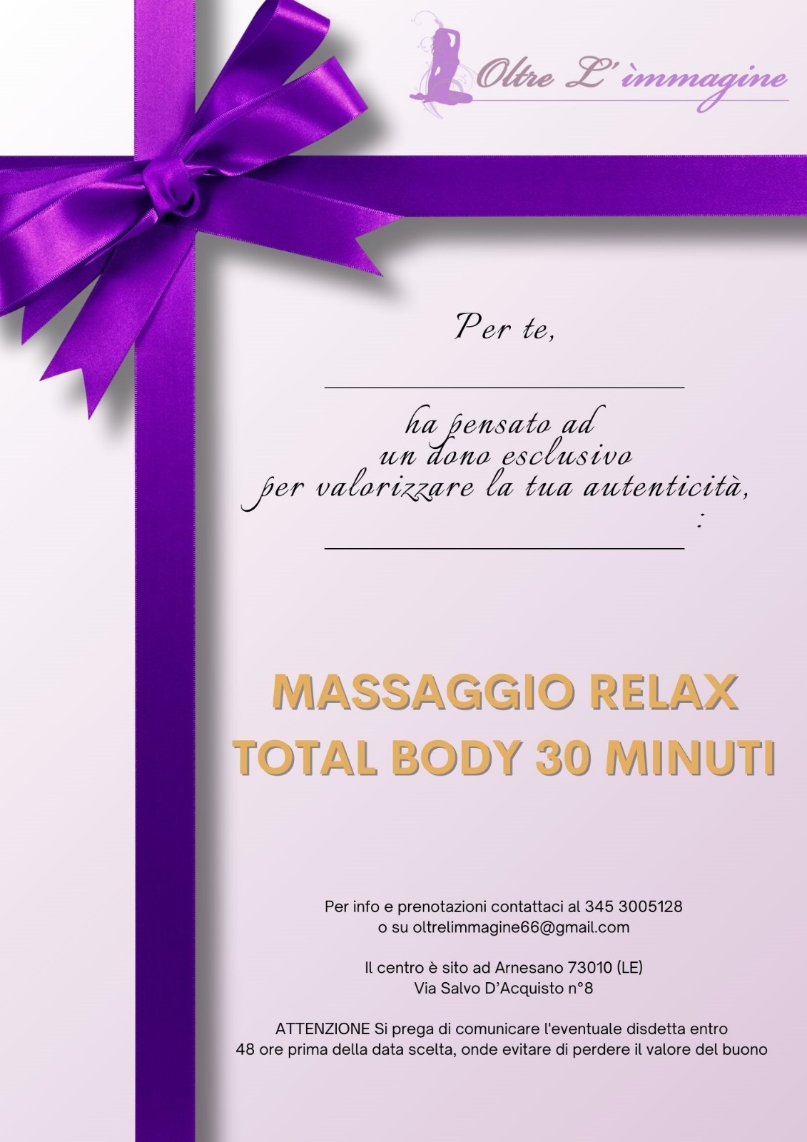 Massaggio relax total body 30 minuti