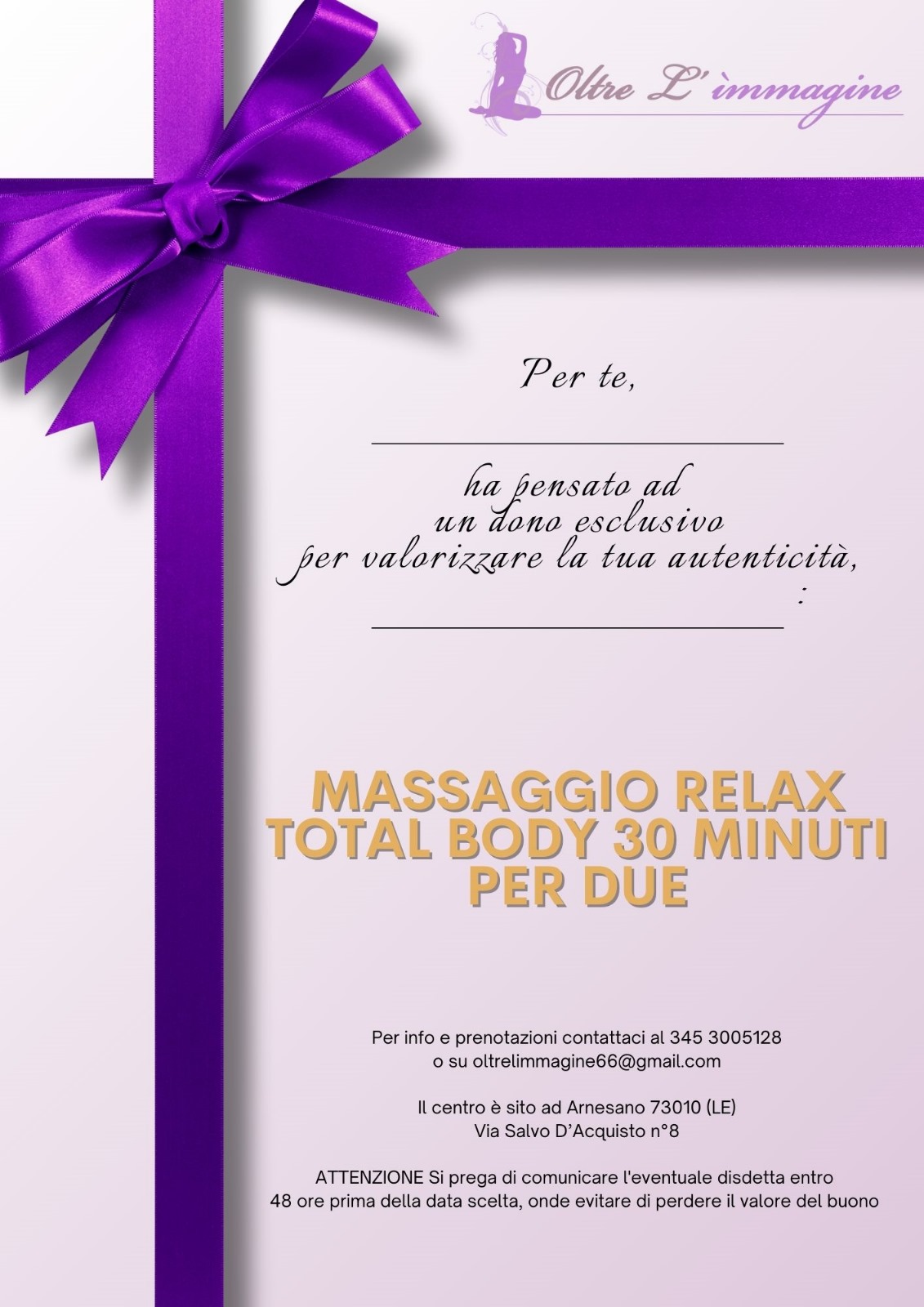 Massaggio relax total body 30 minuti per due