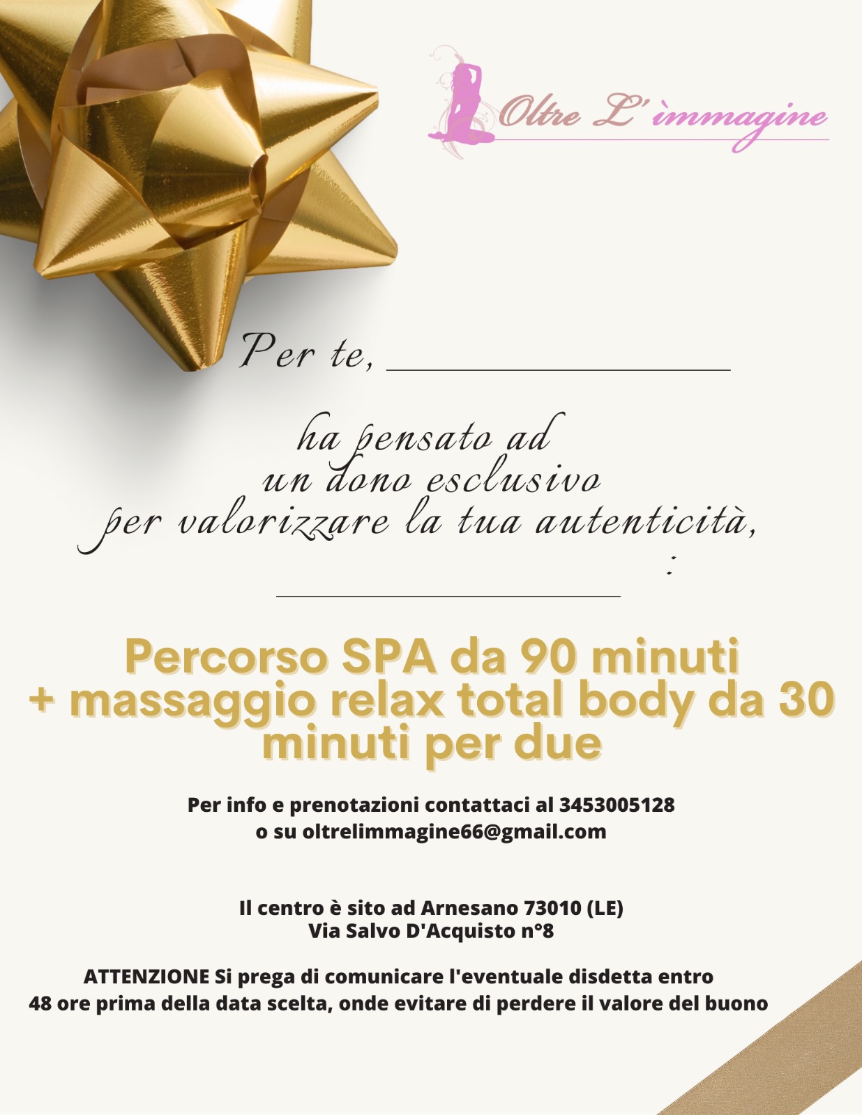 Percorso Spa da 90 + massaggio relax total body da 30 minuti per due